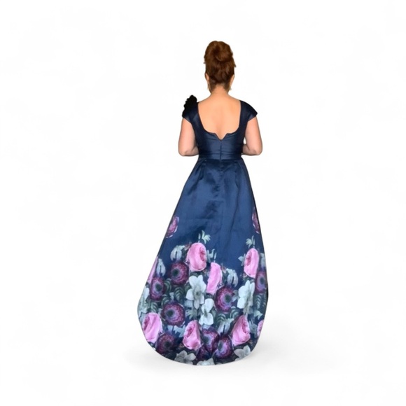 Chi Chi London Navy Floral High Low Dress - Small - Picture 2 of 15